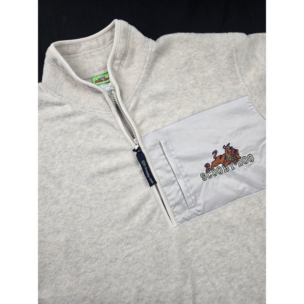 Scooby-Doo Cartoon Network Fleece Quarter Zip Pullover‎ Sweater White Gray XL